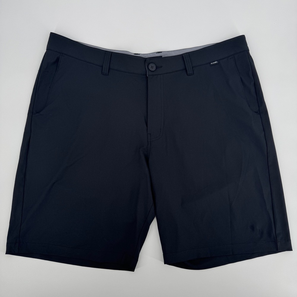TravisMathew Golf Shorts Men's‎ 38 Navy Blue Black Performance Stretch 9" Inseam